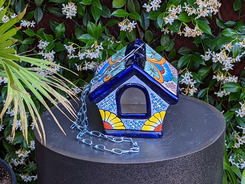 Ceramic Bird Feeder, Talavera Pottery, Decorative Outdoor Hanging Feeder Station, Handmade Mexican Pottery, Attract Wild Birds