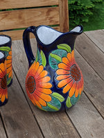 Talavera Ceramic Pitcher & Six Glasses, Handmade Talavera Pottery, Ceramic Water Pitcher Set for the Kitchen or Dining Room, Mexican Pottery