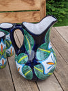 Talavera Ceramic Pitcher & Six Glasses, Handmade Talavera Pottery, Ceramic Water Pitcher Set for the Kitchen or Dining Room, Mexican Pottery