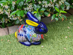 Rabbit Garden Decor, Cute Ceramic Rabbit Gift, Yard & Garden Art, Talavera Pottery, Handmade, Hand Painted, Rabbit Yard Decoration