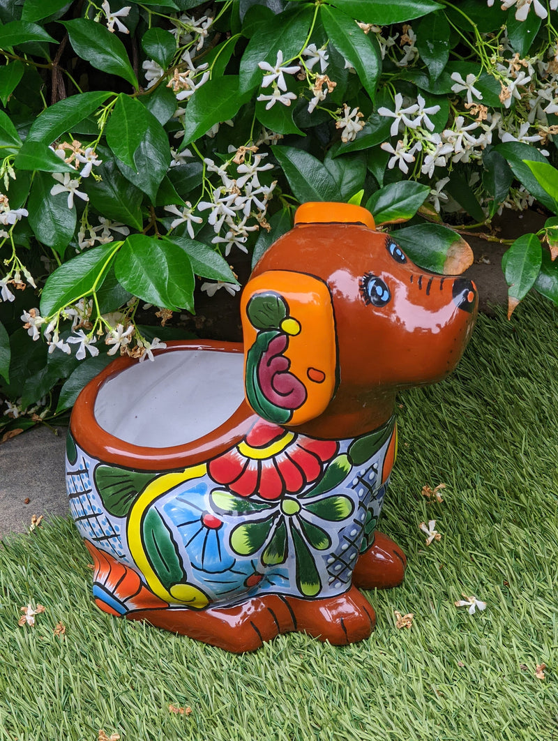 Cute Dog Flower Pot, Talavera Planter, Dog Decor, Flower Pots Outdoor, Dog Decorations, Handmade Mexican Talavera Pottery, Cute Dog Gifts