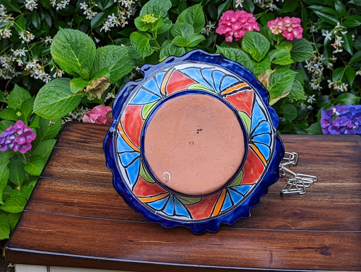Ceramic Bird Feeder, Talavera Pottery, Decorative Outdoor Hanging Feeder Station w Chain, Handmade Mexican Pottery, Attract Wild Birds
