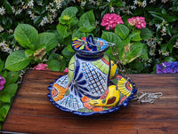 Ceramic Bird Feeder, Talavera Pottery, Decorative Outdoor Hanging Feeder Station w Chain, Handmade Mexican Pottery, Attract Wild Birds