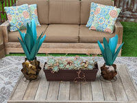 Blue Agave Metal Cactus Yard Art & Garden Decor, Handmade Lifelike Agave Plant in Teal Mexican Art for Your Outdoor Yard or Home