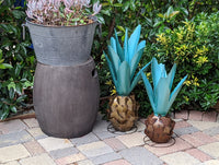 Blue Agave Metal Cactus Yard Art & Garden Decor, Handmade Lifelike Agave Plant in Teal Mexican Art for Your Outdoor Yard or Home