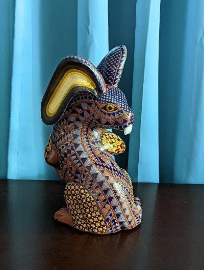 Rabbit Fusion Alebrije Figurine, Handmade Home Decor, Folk Art from Oaxaca Mexico, Original Wood Sculpture, Carved Animals, Unique Rabbit