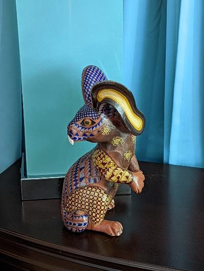 Rabbit Fusion Alebrije Figurine, Handmade Home Decor, Folk Art from Oaxaca Mexico, Original Wood Sculpture, Carved Animals, Unique Rabbit