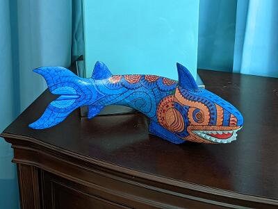 Shark Alebrije Figurine, Handmade Home Decor, Oaxaca Mexico FolkArt, Original Wood Sculpture, Carved Animal, Shark Statue