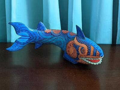 Shark Alebrije Figurine, Handmade Home Decor, Oaxaca Mexico FolkArt, Original Wood Sculpture, Carved Animal, Shark Statue