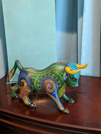 Bull Alebrije, Oaxaca Mexico Folk Art, Handmade Home Decor, Original Wood Sculpture, Carved Animal, Unique Gift, Genuine Original