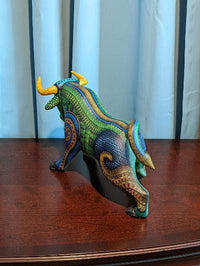 Bull Alebrije, Oaxaca Mexico Folk Art, Handmade Home Decor, Original Wood Sculpture, Carved Animal, Unique Gift, Genuine Original
