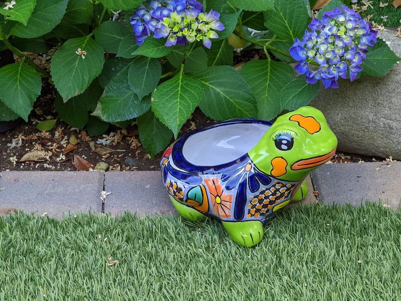 Frog Flower Pot, Colorful Ceramic Planter, Talavera Pottery, Indoor Outdoor Planter, Talavera Pot, Mexican Planter, Handmade Frog Pot