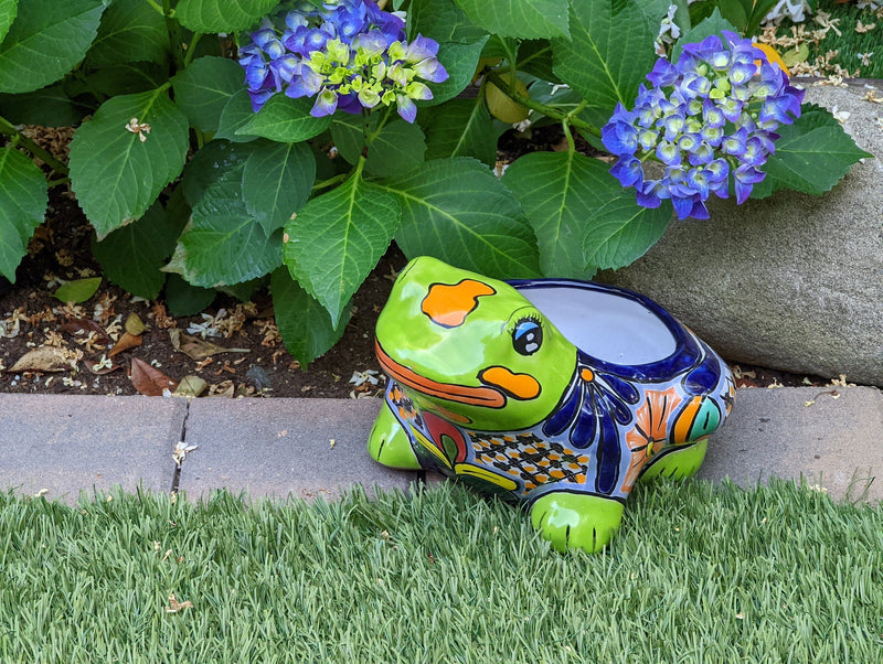 Frog Flower Pot, Colorful Ceramic Planter, Talavera Pottery, Indoor Outdoor Planter, Talavera Pot, Mexican Planter, Handmade Frog Pot