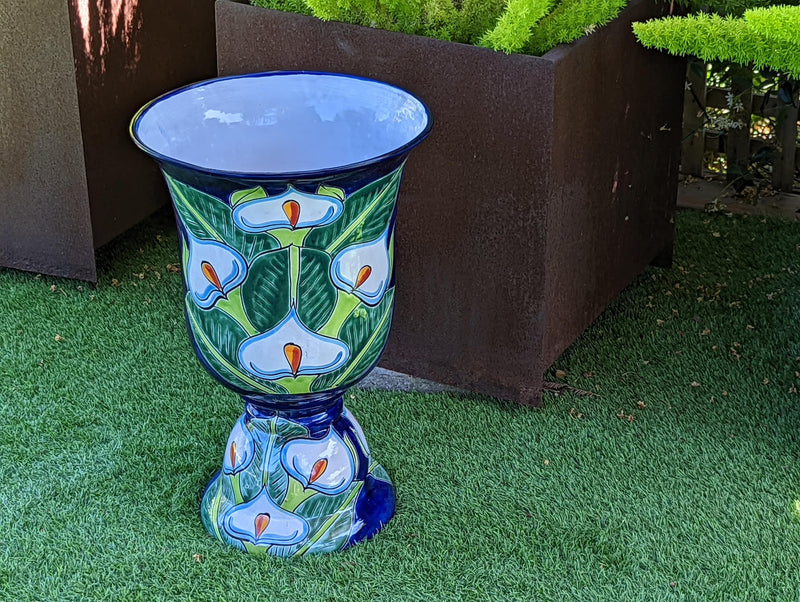 Colorful 22"Tall Flower Pot, Talavera Ceramic Planter, Handmade Pottery, Outdoor Garden Decor, Indoor Home Decor, Unique Housewarming Gift