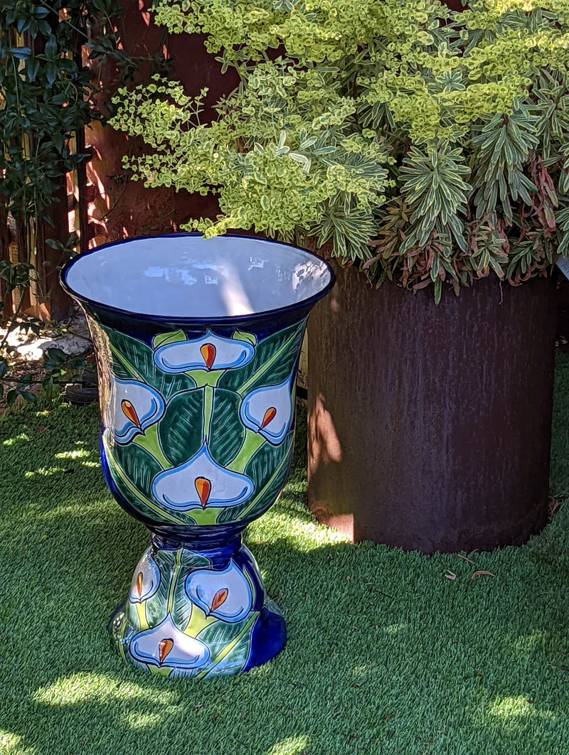 Colorful 22"Tall Flower Pot, Talavera Ceramic Planter, Handmade Pottery, Outdoor Garden Decor, Indoor Home Decor, Unique Housewarming Gift
