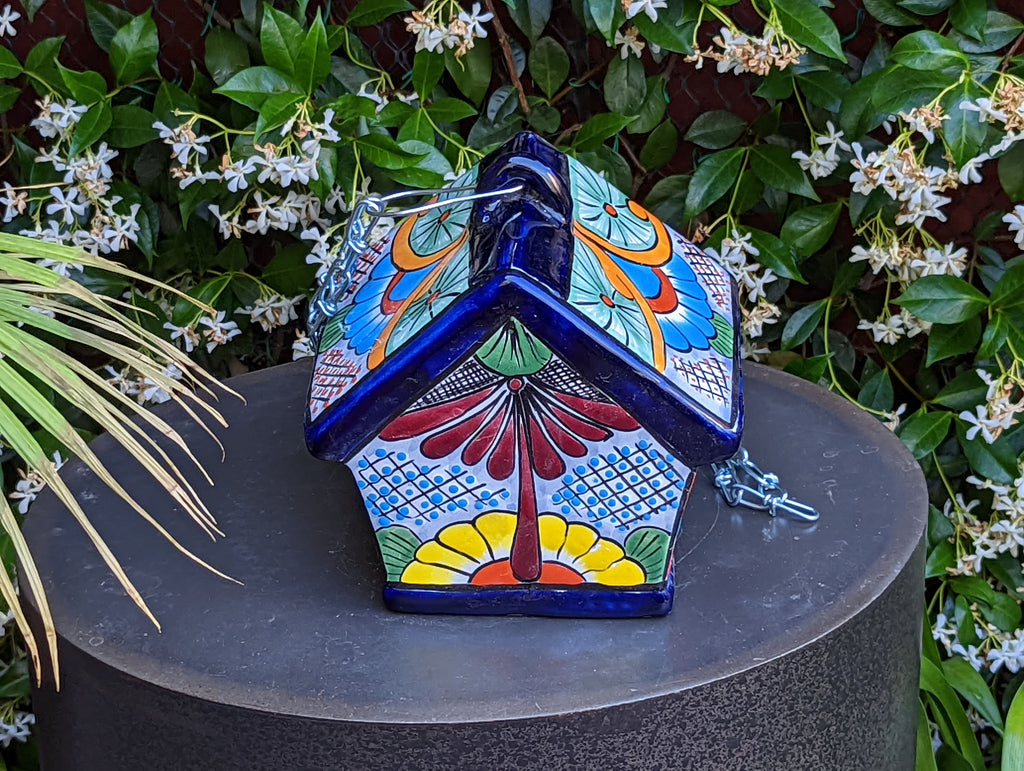 Ceramic Bird Feeder, Talavera Pottery, Decorative Outdoor Hanging Feeder Station, Handmade Mexican Pottery, Attract Wild Birds