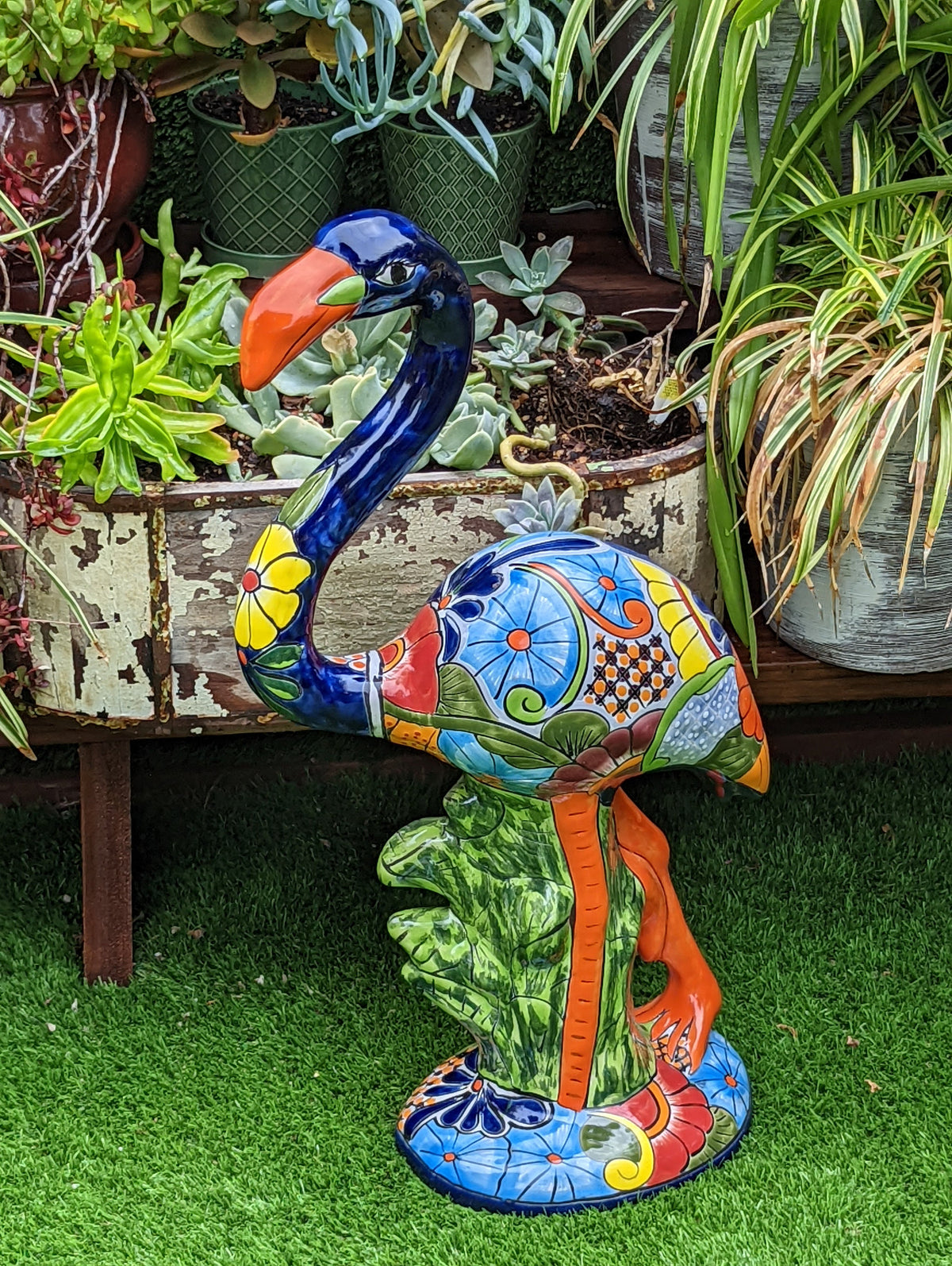 Flamingo Garden Decor & Yard Art, Talavera Pottery, Home Decor, Porch Decor, Outdoor Decoration (Order, Get Pics, Choose Your Favorite)