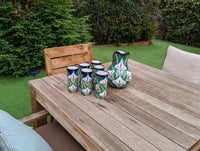 Talavera Ceramic Pitcher & Six Glasses, Handmade Talavera Pottery, Ceramic Water Pitcher Set for the Kitchen or Dining Room, Mexican Pottery