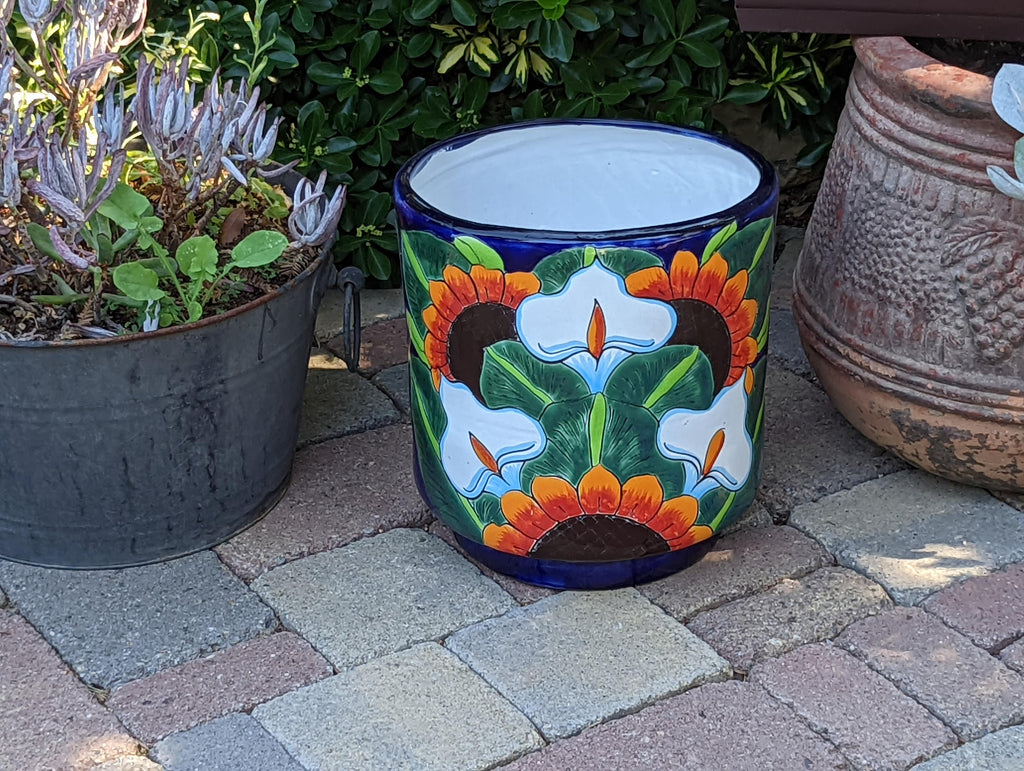 Colorful 12" Round Flower Pot, Talavera Ceramic Planter, Handmade Pottery, Outdoor Garden Decor, Indoor Home Decor, Unique Housewarming Gift