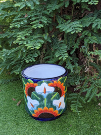 Colorful 12" Round Flower Pot, Talavera Ceramic Planter, Handmade Pottery, Outdoor Garden Decor, Indoor Home Decor, Unique Housewarming Gift