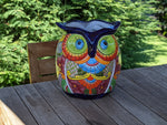 Gorgeous 14" Owl Flower Pot, Talavera Ceramic Planter, Handmade Pottery, Outdoor Garden Decor, Indoor Home Decor, Unique Gift for Birders