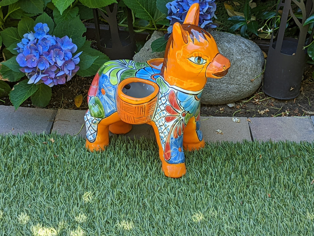 Cute Donkey Planter, Talavera Pottery, Planter Pot Decoration for Indoor Outdoor Home Decor, Handmade Mexican Burro Flower Pot