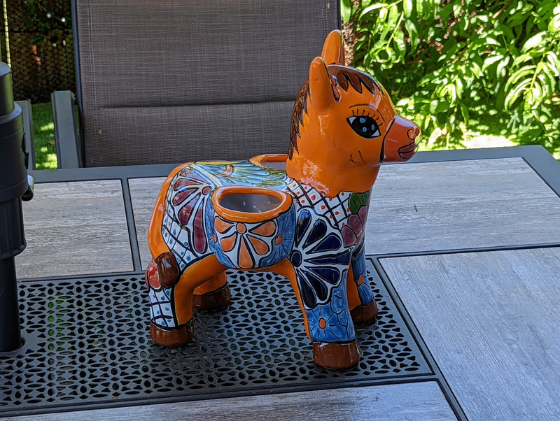 Cute Donkey Planter, Talavera Pottery, Planter Pot Decoration for Indoor Outdoor Home Decor, Handmade Mexican Burro Flower Pot