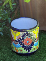 Colorful 12" Round Flower Pot, Talavera Ceramic Planter, Handmade Pottery, Outdoor Garden Decor, Indoor Home Decor, Unique Housewarming Gift