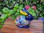 Rabbit Garden Decor, Cute Ceramic Rabbit Gift, Yard & Garden Art, Talavera Pottery, Handmade, Hand Painted, Rabbit Yard Decoration