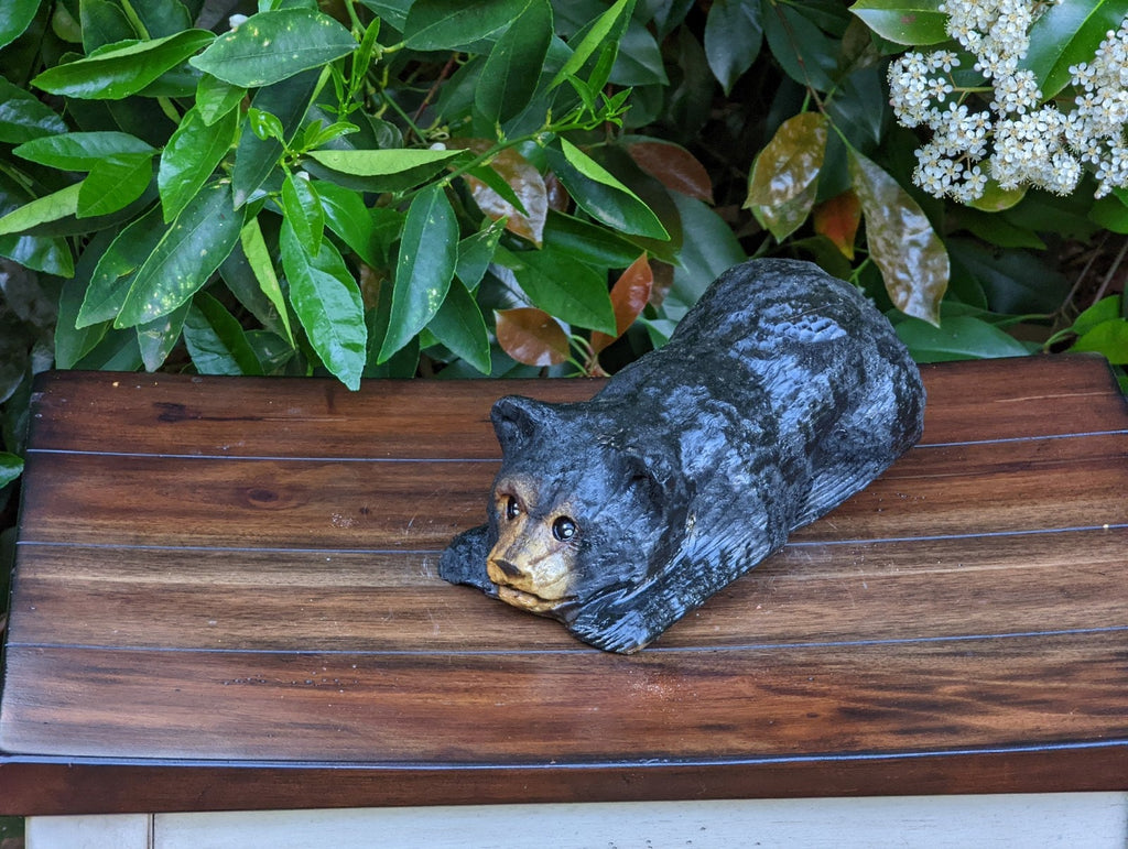 Black Bear Garden Decor & Yard Art, Original Wooden Chainsaw Sculpture, Unique Bear Home Decor, Porch Figurine Statue, Handmade in Texas