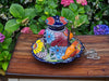 Ceramic Bird Feeder, Talavera Pottery, Decorative Outdoor Hanging Feeder Station w Chain, Handmade Mexican Pottery, Attract Wild Birds