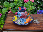 Ceramic Bird Feeder, Talavera Pottery, Decorative Outdoor Hanging Feeder Station w Chain, Handmade Mexican Pottery, Attract Wild Birds