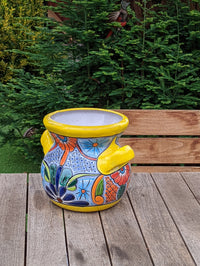 Colorful 10.5" Round Planter, Talavera Ceramic Flower Pot, Handmade Pottery, Outdoor Garden Decor, Indoor Home Decor, Unique Gift