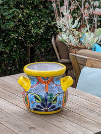 Colorful 10.5" Round Planter, Talavera Ceramic Flower Pot, Handmade Pottery, Outdoor Garden Decor, Indoor Home Decor, Unique Gift