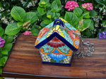 Ceramic Bird Feeder, Talavera Pottery, Decorative Outdoor Hanging Feeder Station, Handmade Mexican Pottery, Attract Wild Birds