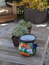 10.5" Round Planter, Talavera Ceramic Sunflower Lilly Pot, Handmade Pottery for Outdoor Garden Decor, Indoor Home Decor or Unique Gift