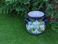 Colorful 10.5" Round Lilly Flower Pot, Talavera Ceramic Planter, Handmade Pottery is Outdoor Garden Decor, Indoor Home Decor