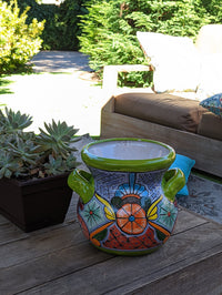 Colorful 10.5" Round Planter, Talavera Ceramic Flower Pot, Handmade Pottery, Outdoor Garden Decor, Indoor Home Decor, Unique Gift