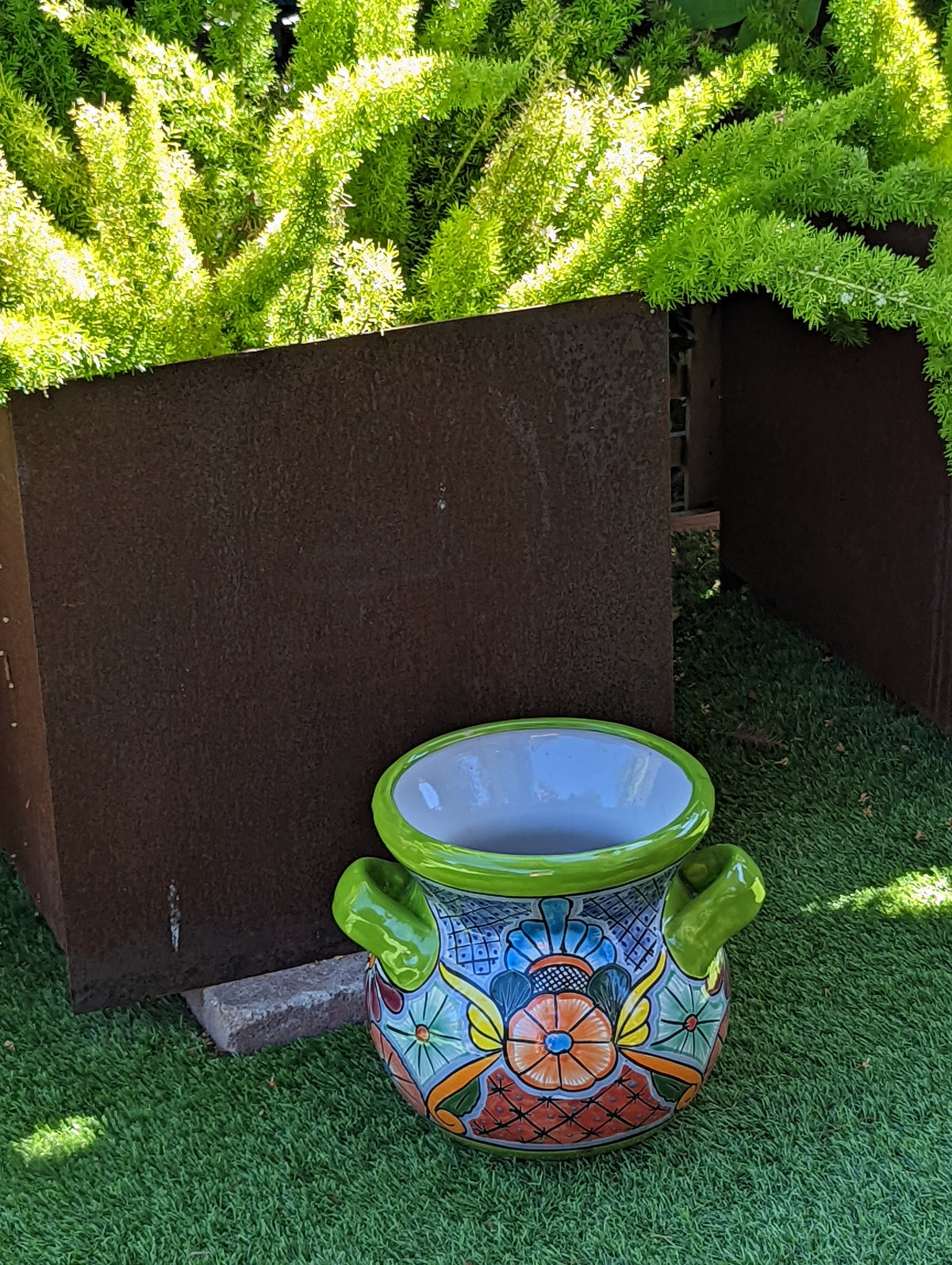 Colorful 10.5" Round Planter, Talavera Ceramic Flower Pot, Handmade Pottery, Outdoor Garden Decor, Indoor Home Decor, Unique Gift