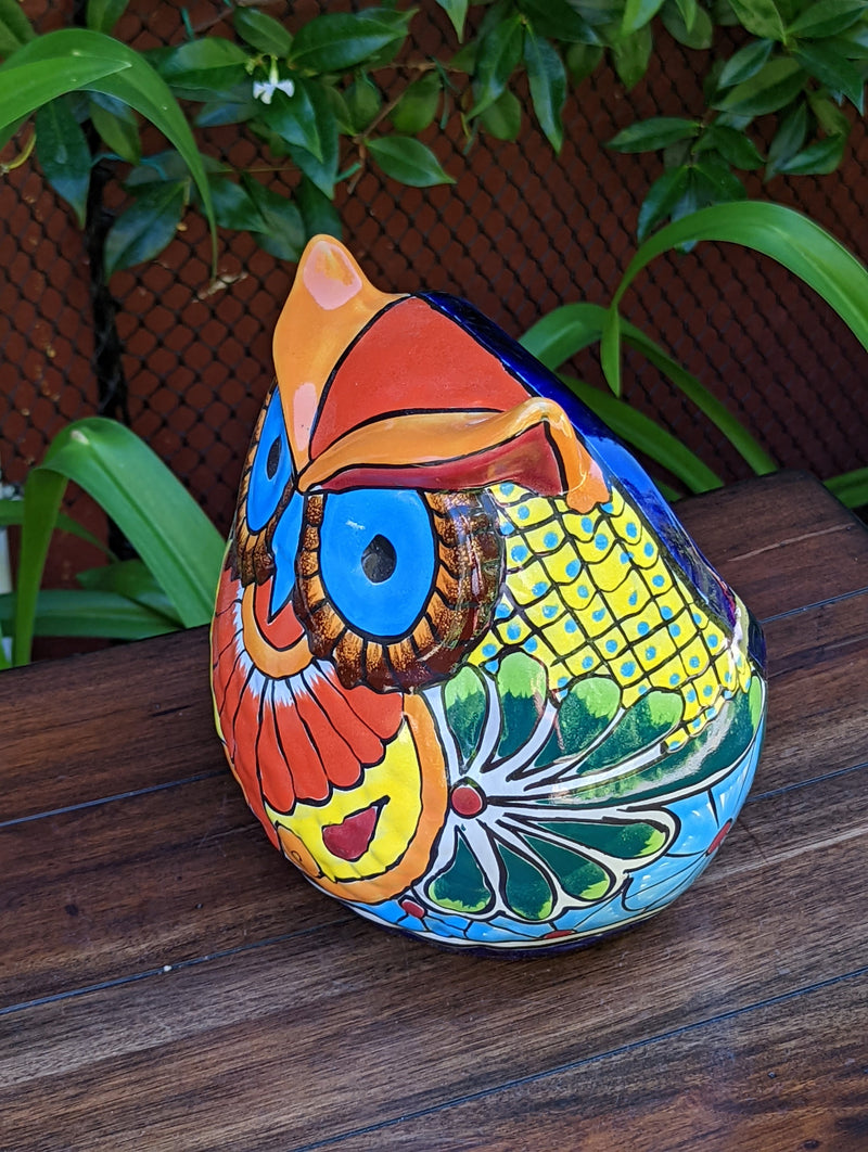 Ceramic Owl Planter, Talvera Pottery, Indoor or Outdoor Owl Flower Pot, Colorful Owl Decoration, Mexican Home Decor, Talavera Mexico Gifts