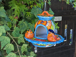 Ceramic Bird Feeder, Talavera Pottery, Decorative Outdoor Hanging Feeder Station w Chain, Handmade Mexican Pottery, Attract Wild Birds