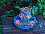 Ceramic Bird Feeder, Talavera Pottery, Decorative Outdoor Hanging Feeder Station w Chain, Handmade Mexican Pottery, Attract Wild Birds