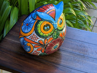 Ceramic Owl Planter, Talvera Pottery, Indoor or Outdoor Owl Flower Pot, Colorful Owl Decoration, Mexican Home Decor, Talavera Mexico Gifts