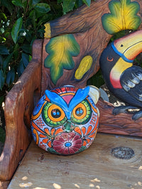 Ceramic Owl Planter, Talvera Pottery, Indoor or Outdoor Owl Flower Pot, Colorful Owl Decoration, Mexican Home Decor, Talavera Mexico Gifts