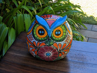 Ceramic Owl Planter, Talvera Pottery, Indoor or Outdoor Owl Flower Pot, Colorful Owl Decoration, Mexican Home Decor, Talavera Mexico Gifts