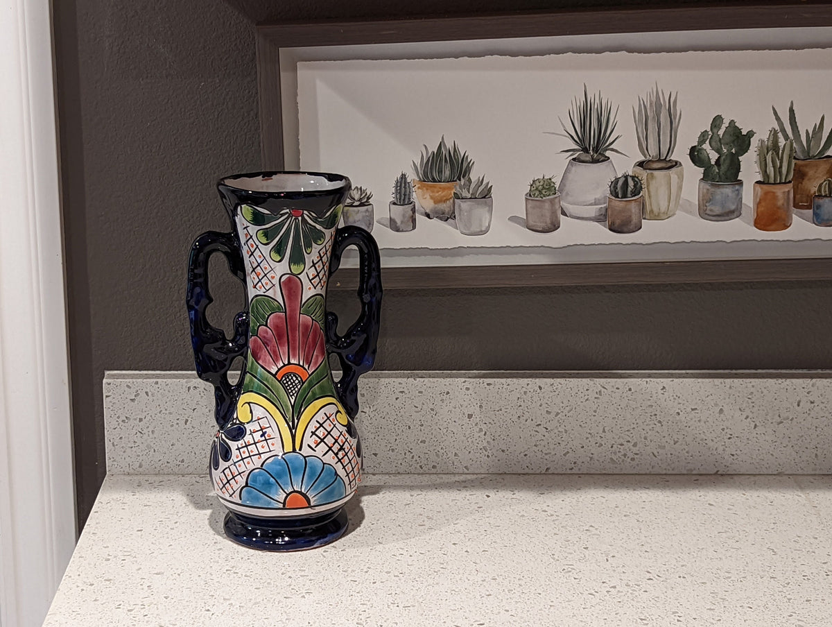 Flower Vase Home Decor, Talavera Mexican Pottery, Ceramic Vase, Hand Painted Decorative Vase, Colorful Home Decor, Wedding Gift