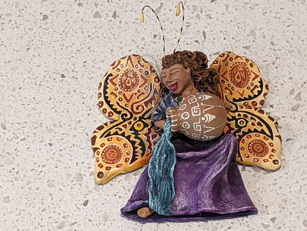 Angel Christmas Ornament, Handmade Butterfly Wall Decor from Oaxaca, Whimsical Mexican Folk Art, Angel Wings Wall Decor, Butterfly Decor