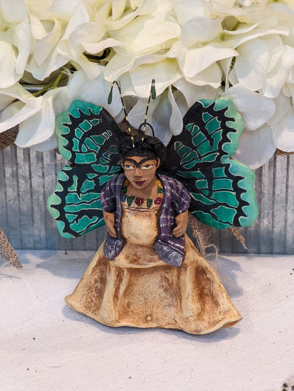 Angel Christmas Ornament, Handmade Home Decor from Oaxaca, Whimsical Mexico Folk Art, Angel Wings Wall Decor, Unique Butterfly Decor