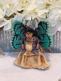 Angel Christmas Ornament, Handmade Home Decor from Oaxaca, Whimsical Mexico Folk Art, Angel Wings Wall Decor, Unique Butterfly Decor