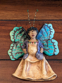 Angel Christmas Ornament, Handmade Home Decor from Oaxaca, Whimsical Mexico Folk Art, Angel Wings Wall Decor, Unique Butterfly Decor